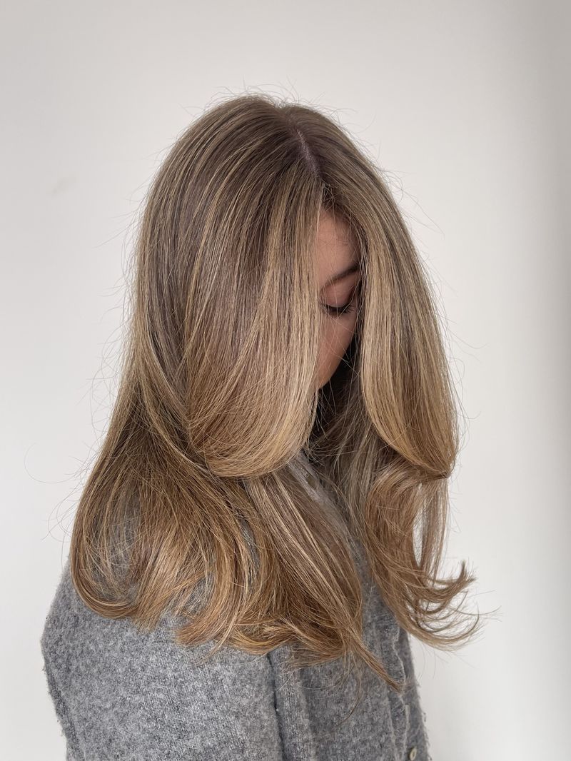 Honey bronde with curtain layers